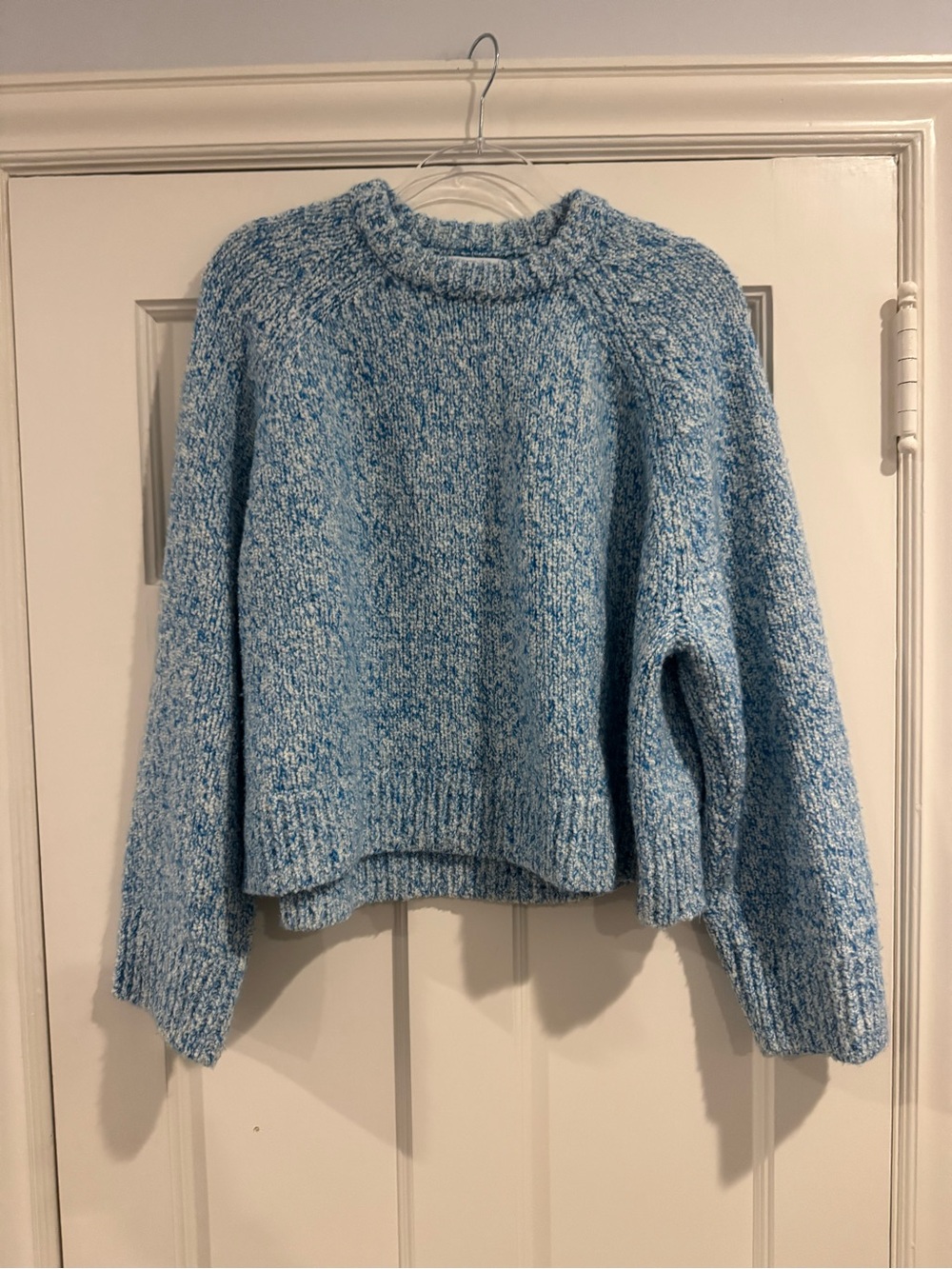 La Ligne Light Blue Oversized Marled Crewneck Sweater